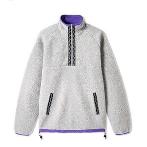 Butter Glacier 1/4 Zip Sherpa Mens Large Deadstock Grey Purple